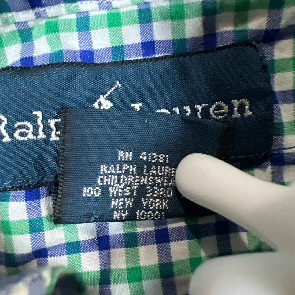 Polo Ralph Lauren Shirt Kids 5 Multicolor Gingham Check Cotton Embroidered Logo